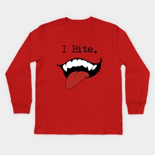 I Bite. Kids Long Sleeve T-Shirt